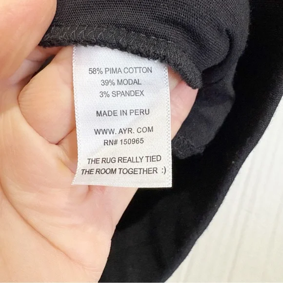 AYR Pants The High Hopes Wide Leg Size Medium Black Pima Cotton Modal Wide Leg - Picture 11 of 16